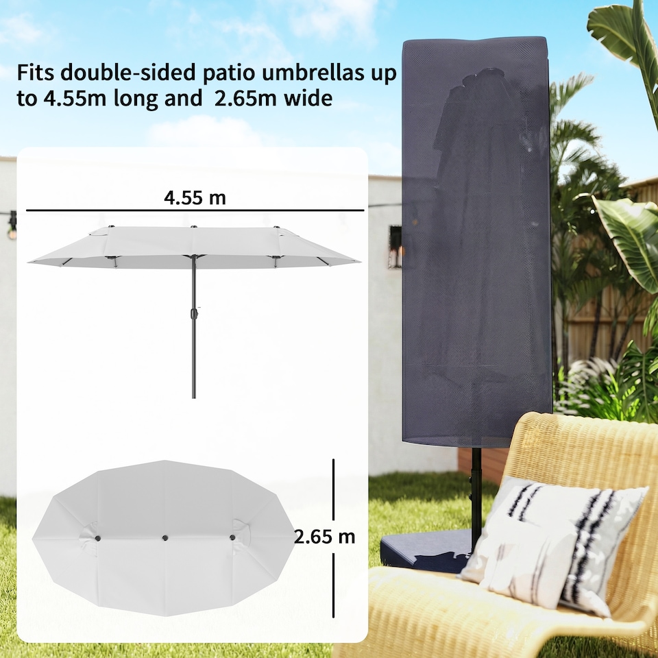 image 1 of Outsunny Garden Parasol Cover for 2-4.6m Umbrella Protector,Dark Grey