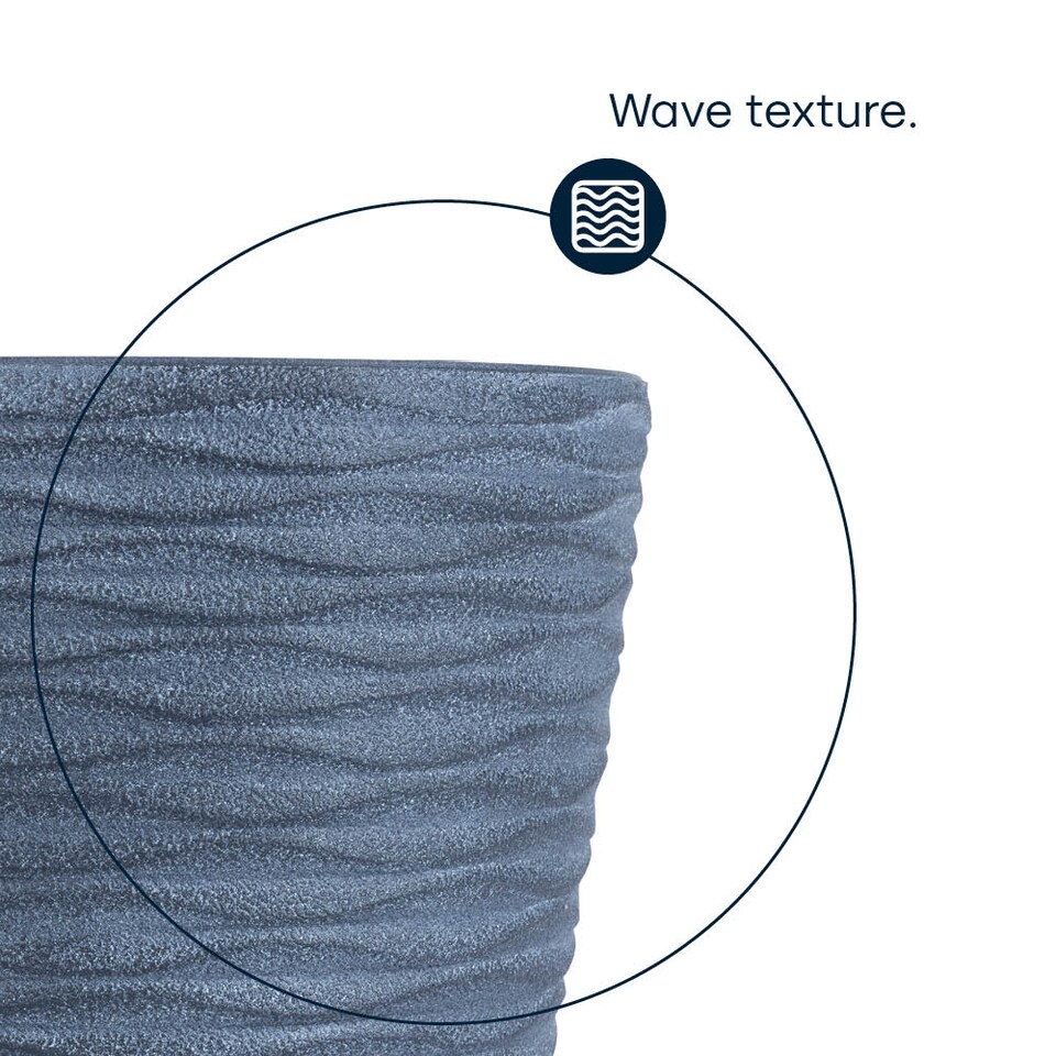 image 1 of Plastic Plant Pot with Wave Design 18cm Grey - Set of 2
