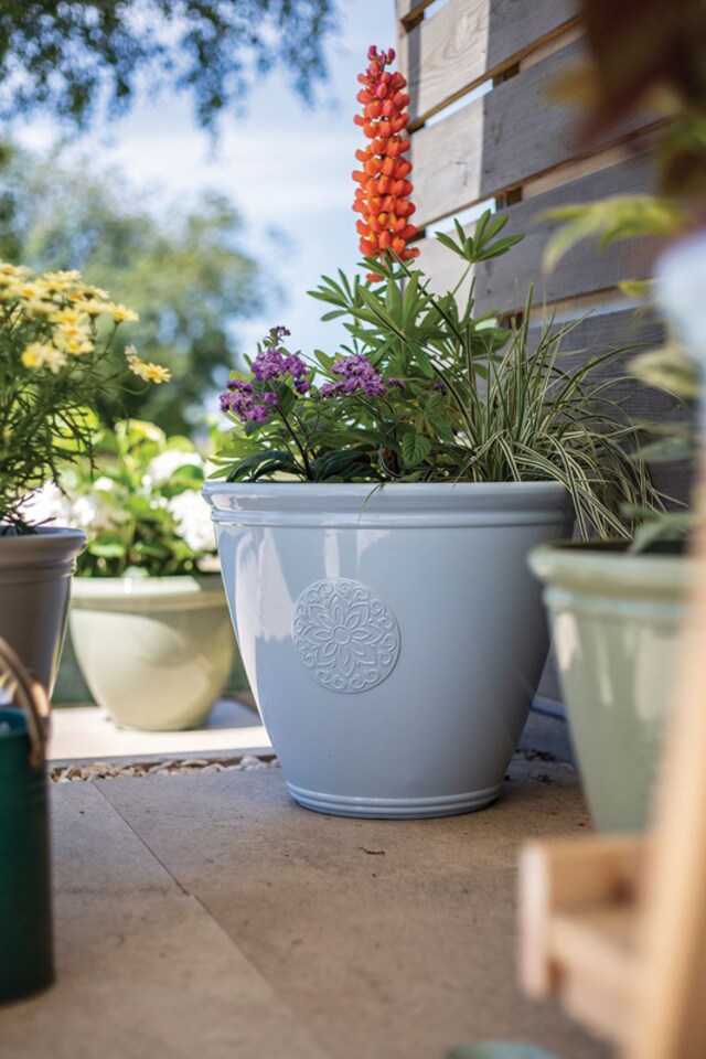 image 1 of 45cm Large Eden Emblem Plant Pot - Plastic - L45 x W45 x H38 cm - Grey