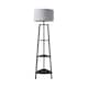 image 1 of ValueLights Hiru Black 3 Tier Shelf Floor Lamp Grey Shade & Bulb | Grey