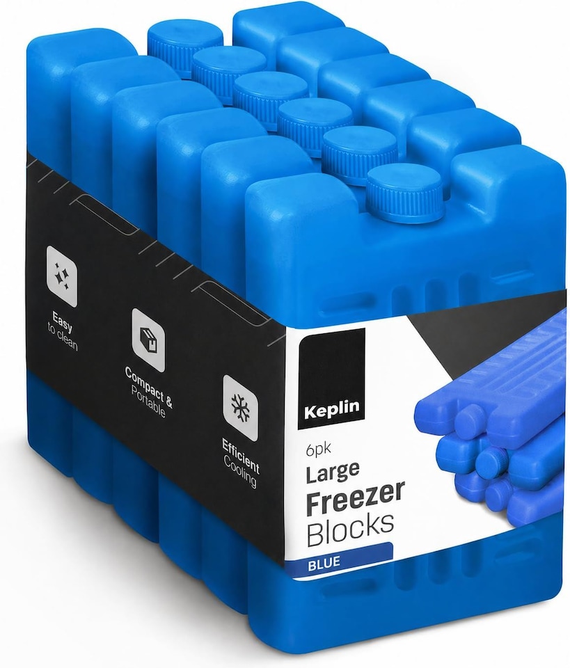 image 1 of Keplin Reusable Freezer Ice Blocks 6 Pack for Cooler Bags and Lunch Boxes