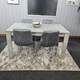 image 3 of Dining Table with 4 Grey Velvet Chairs Stone Grey Effect Wood Table Set for Dining Room Grey