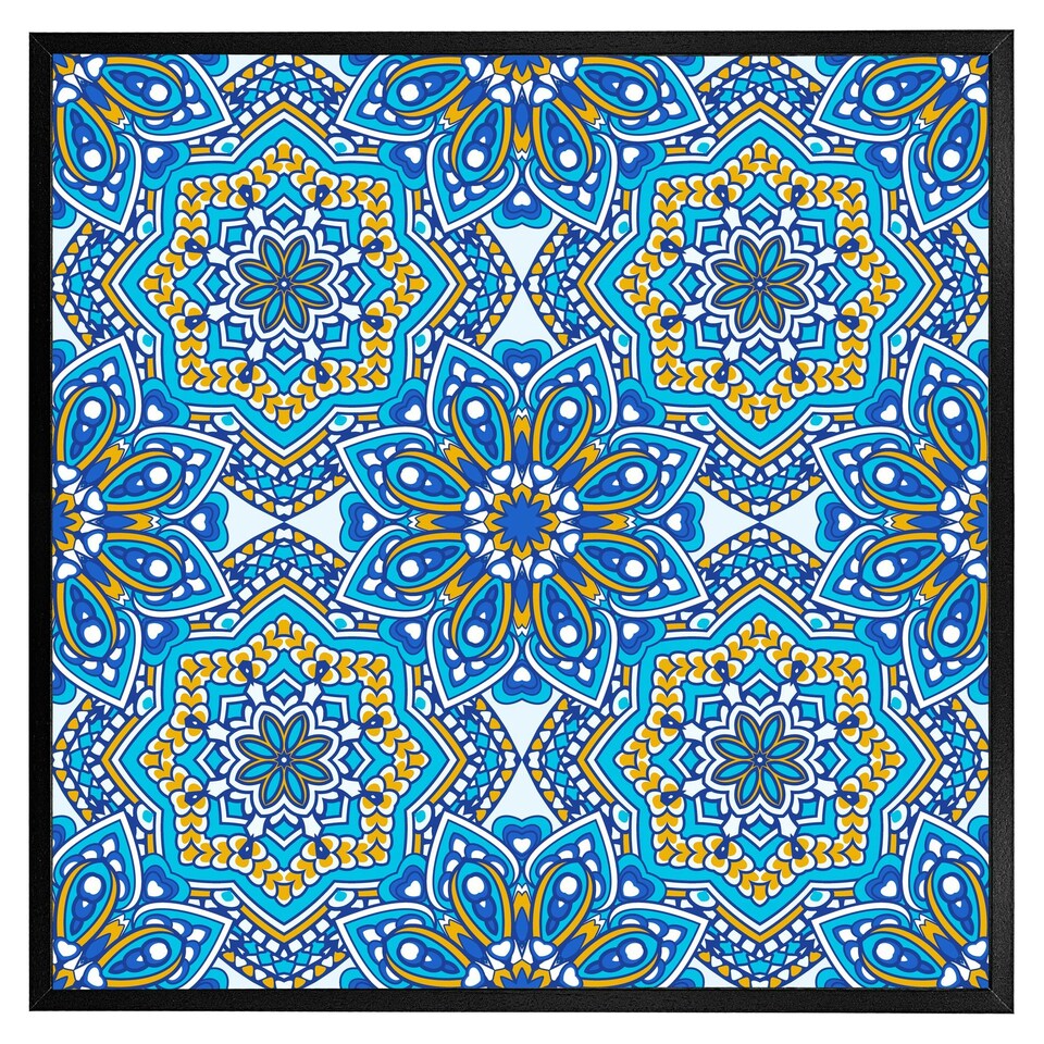 image 1 of Floral and geometric embellished tiles (Picutre Frame) White | M
