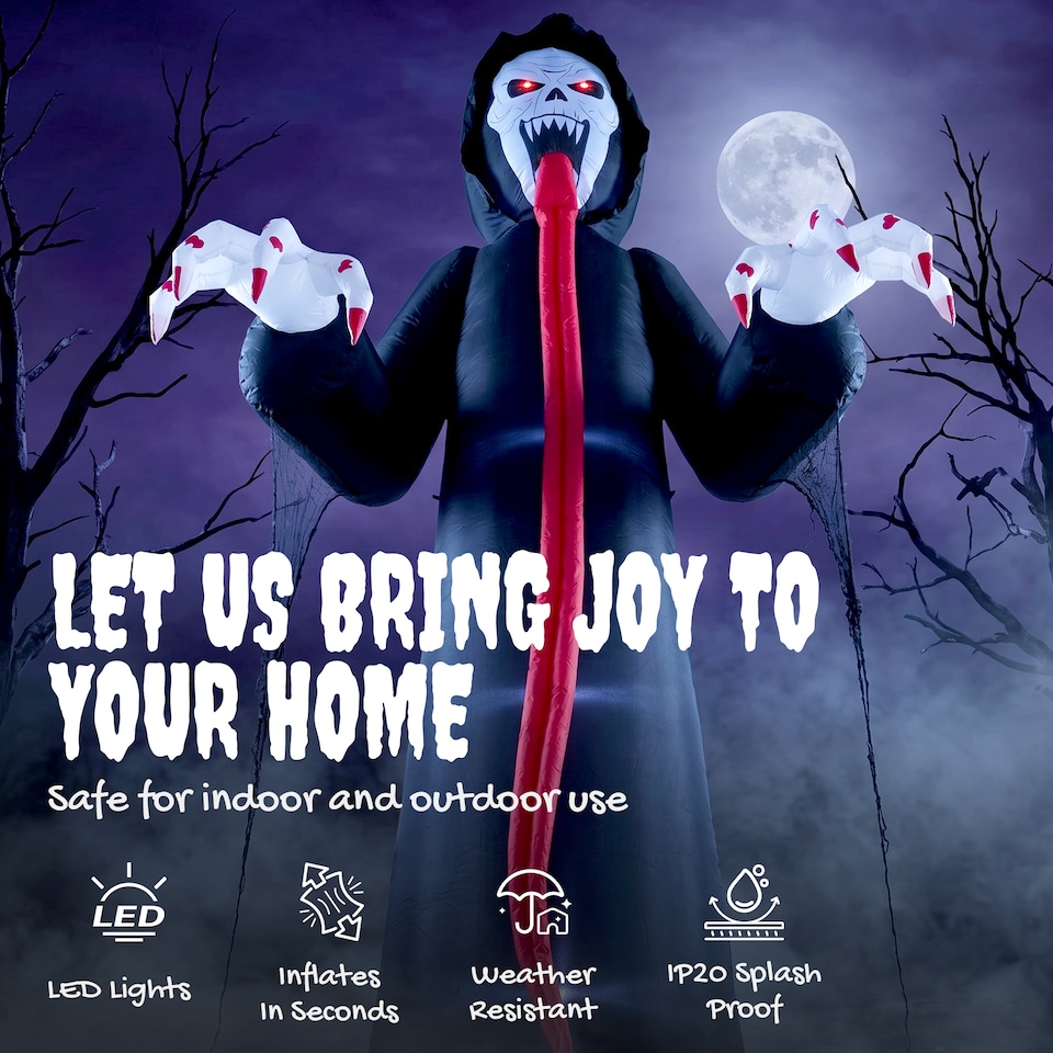 image 1 of Outsunny 10 FT Halloween Inflatable Skeleton with Built-in LED Lights