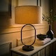 image 1 of ValueLights Antonia Cream Boucle Drum Shade Matte Black Oval Table Lamp Black