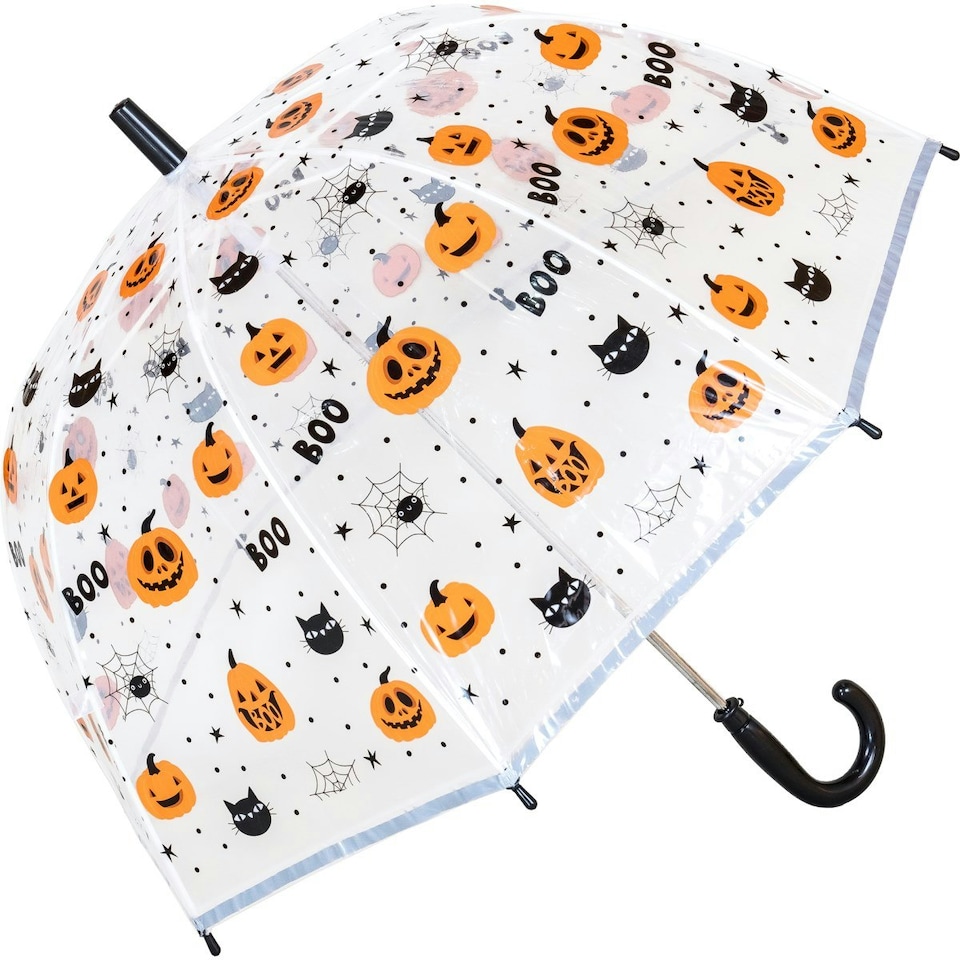 image 1 of X-brella Childrens/Kids Halloween Pumpkin Umbrella - Clear/Orange - One Size