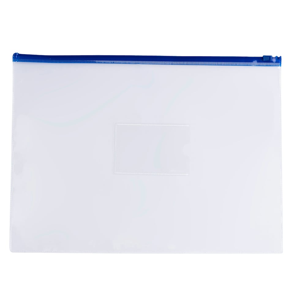 image 1 of Pack of 12 A4 Clear Zippy Bags with Blue Zip
