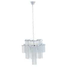 Interiors by Premier 2 Tier 6 Light Chrome Pendant, Boutique Style Ceiling Light With Aluminium Chains, Chrome Finish Pendant