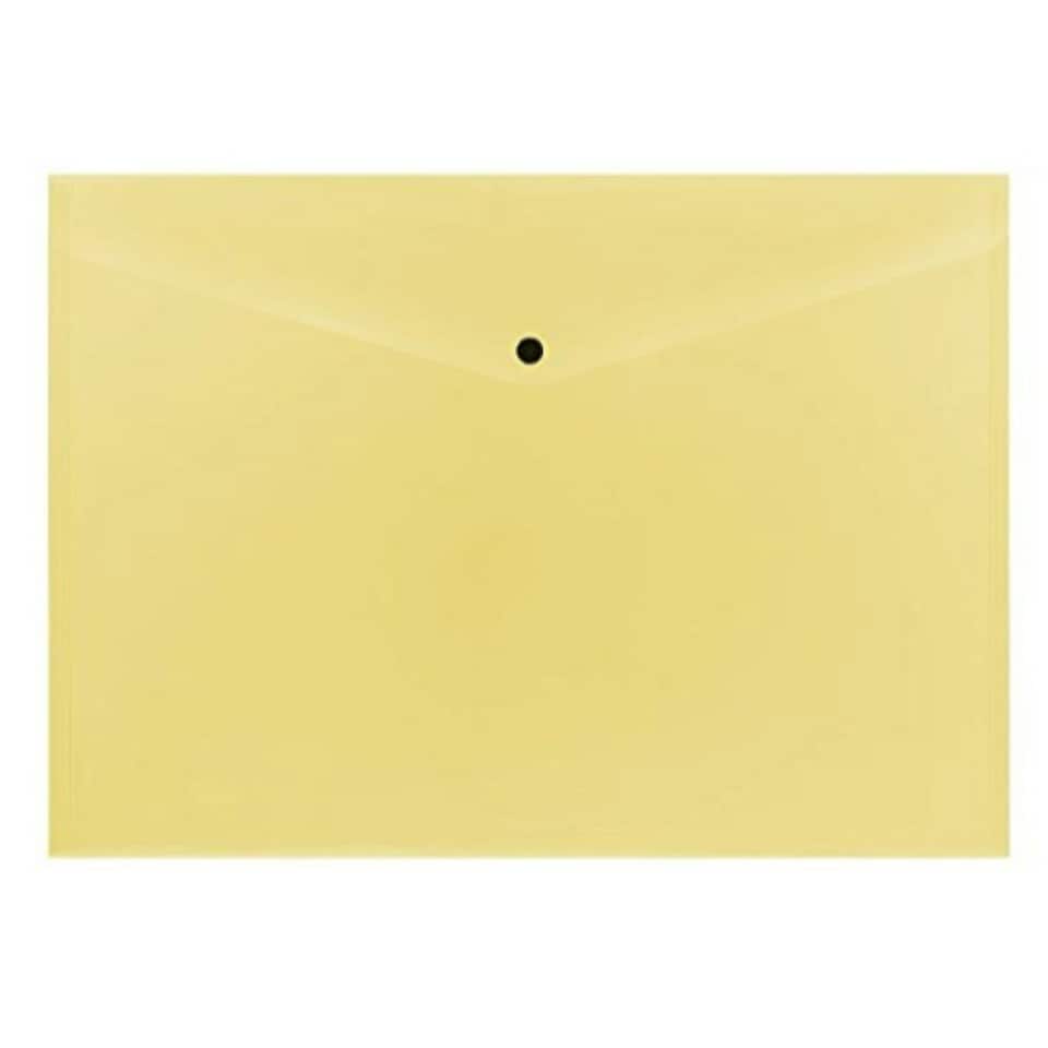 image 1 of Pack of 12 Janrax A3 Yellow Document Wallets - Button Stud Folder