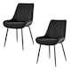 image 1 of Furniturebox 2x Pesaro Black Velvet Black Leg Luxury Dining Chairs