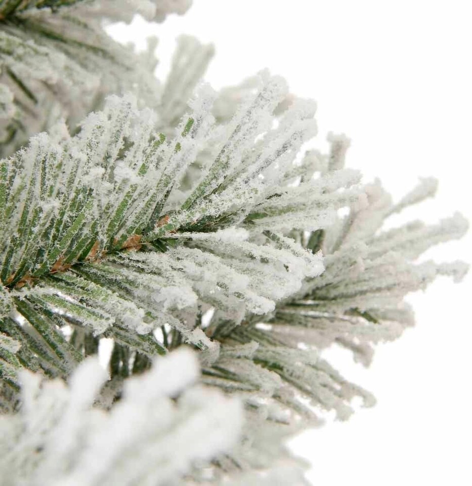 image 1 of 7ft Neo Scandinavian Tips Spruce Fir Artificial Christmas Tree Xmas Realistic Branches Green Natural Branches with Solid Metal Legs (Snow Flocked) | Green