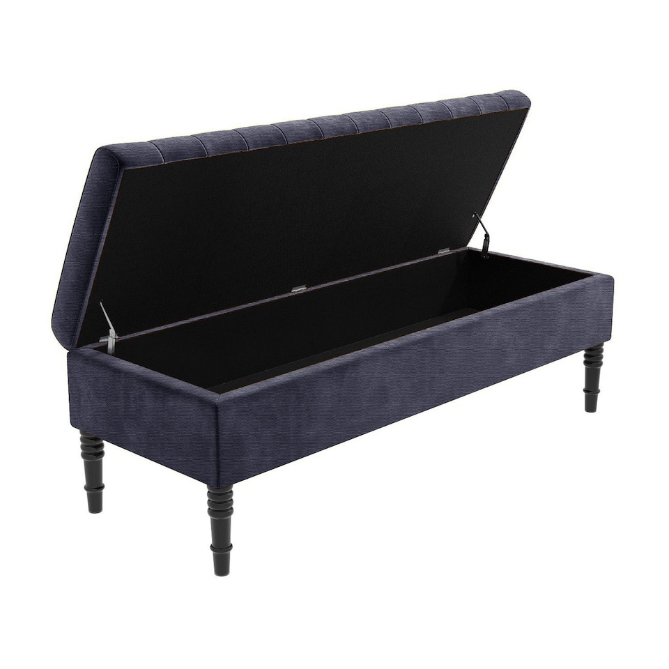 image 1 of Safar 120cm Ottoman Storage Bench - Naples Shoe Bench - Charcoal Lined Upholstery Storage Footstool