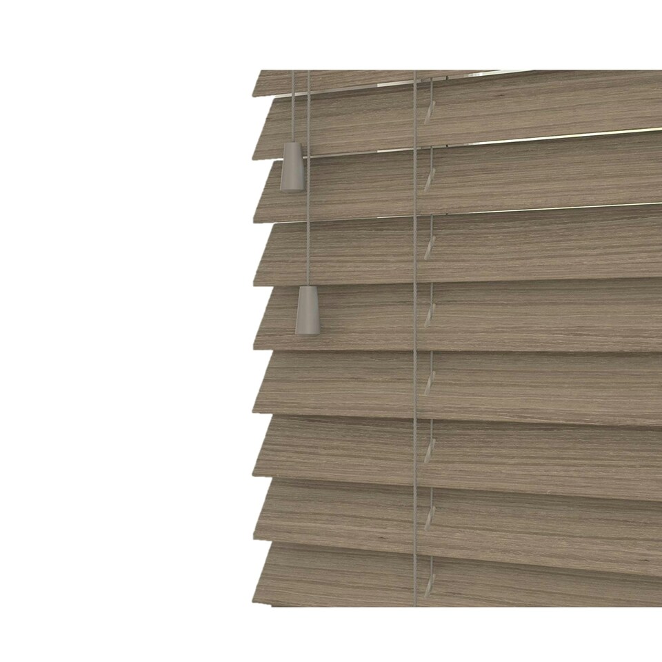 image 1 of 165cm Inner City Oak Wooden Venetian Blinds With Strings (130cm drop) | Brown | Brown