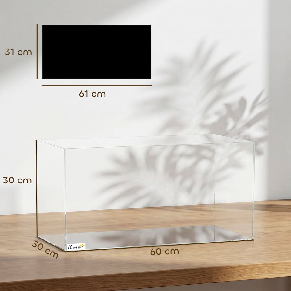 image 1 of PawHut 51L Fish Tank with Protective Base Mat 60 x 30 x 30 cm