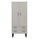 image 4 of Texas Industrial-Style Wardrobe with Drawers and Hanging Space, Antique Wax Finish | Grey | Grey | One Size | 1