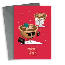 Funny Christmas Card - Mince Spies - Pun