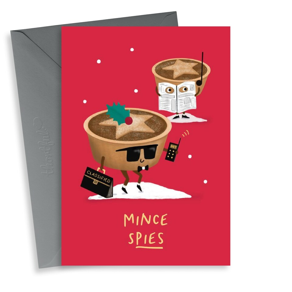 image 1 of Funny Christmas Card - Mince Spies - Pun