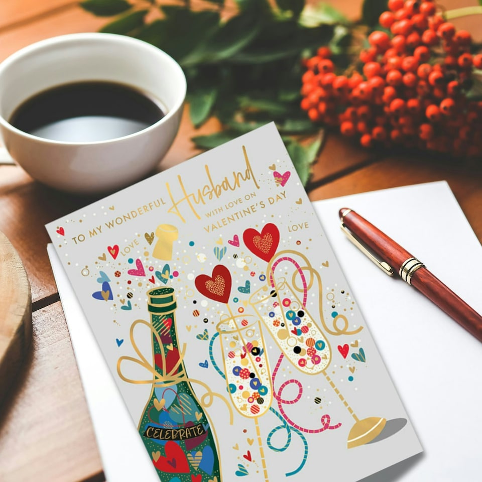 image 1 of Words 'n' Wishes Valentine’s Day Card for Husband, 23.5 x 16.5 cm, Multicoloured, UK-Made, FSC Certified