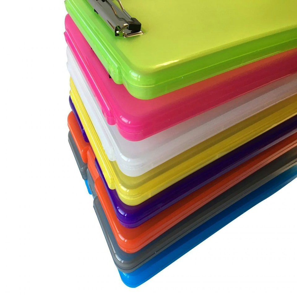 image 1 of Pack of 8 Assorted Colour A4 Clipboard Box Files