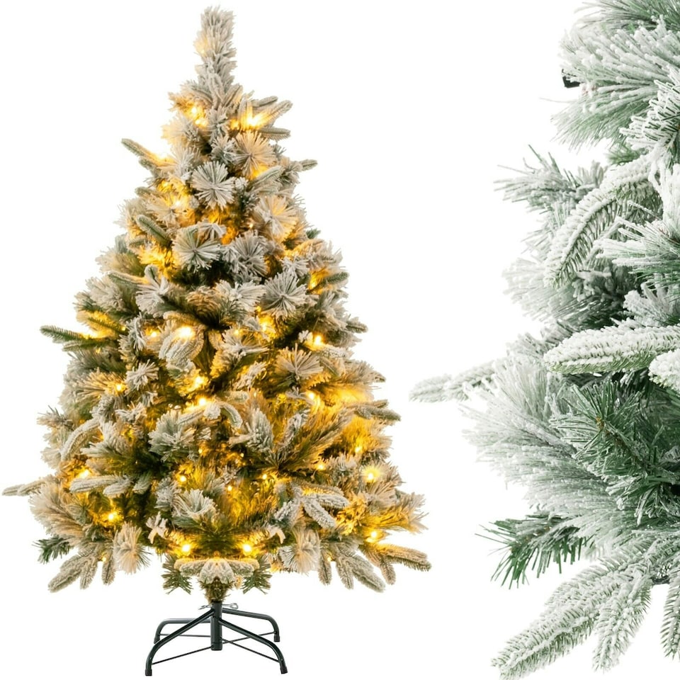image 1 of COSTWAY 4.5FT Artificial Christmas Tree Flocked Xmas Tree Green | One Size