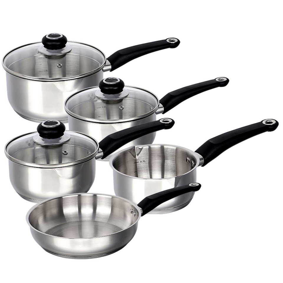image 1 of Stainless Steel 8 Pcs Induction Cookware Set Frying Pan Milk Saucepan With Lids
