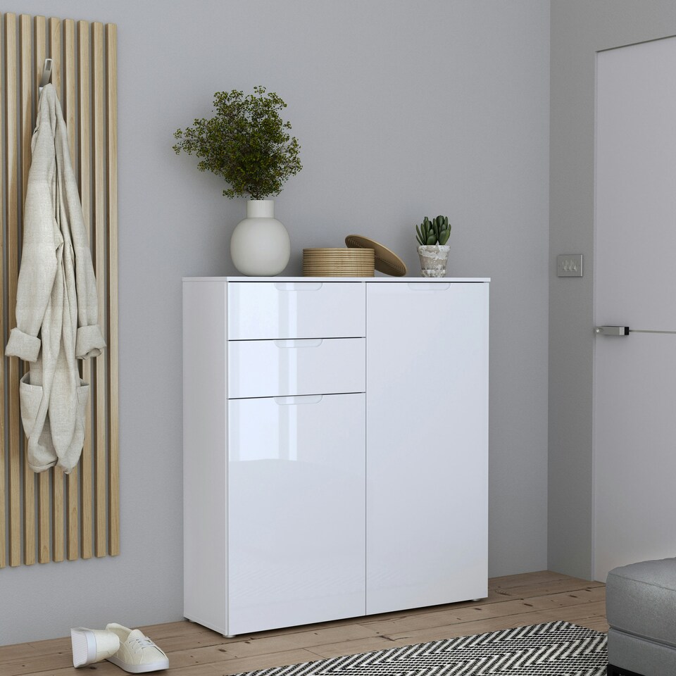 image 1 of Sienna Chest of Drawers in White/White High Gloss