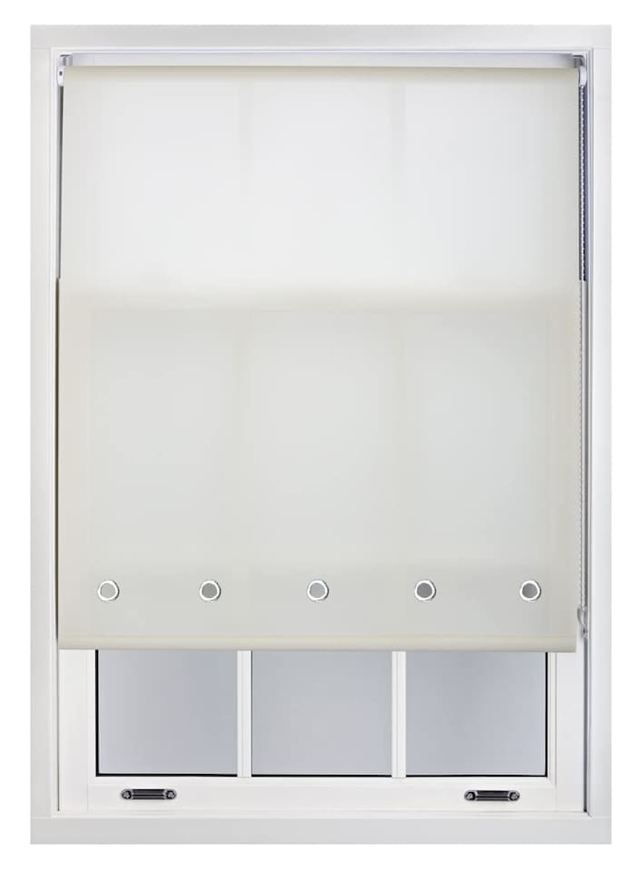 image 1 of FURNISHED Roller Blinds Daylight Round Eyelet Light Filtering Easy Fit Trimmable Window Blind | Cream | Cream | (W) 240cm x (L) 165cm