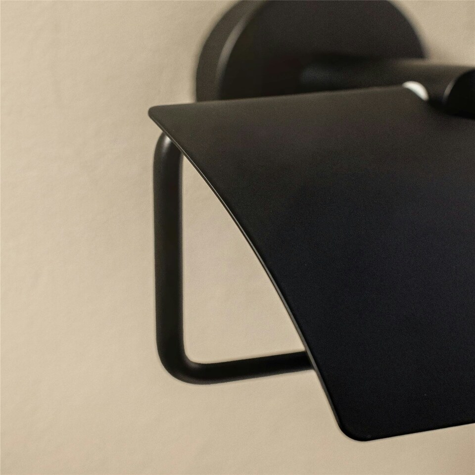 image 1 of Cosmic Toilet Roll Holder with Durable Metal Cover for Bathroom Chrome Finish