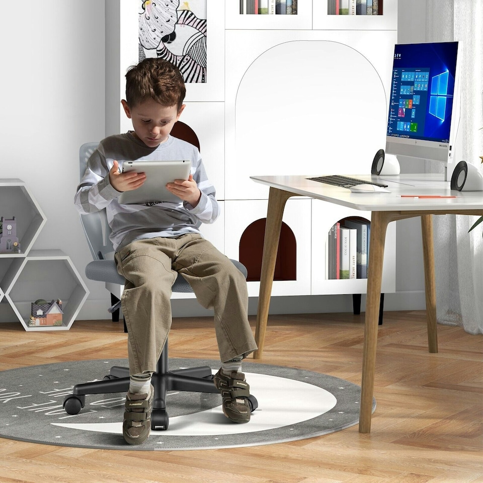 image 1 of COSTWAY Ergonomic Kids Desk Chair Mesh Computer Study Chair Grey Grey
