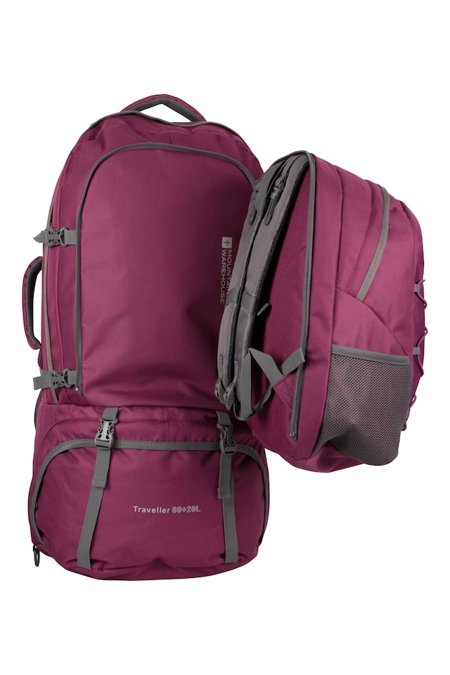 image 1 of Mountain Warehouse Traveller 60L Rucksack Detachable 20L Daypack Durable Travel Backpack