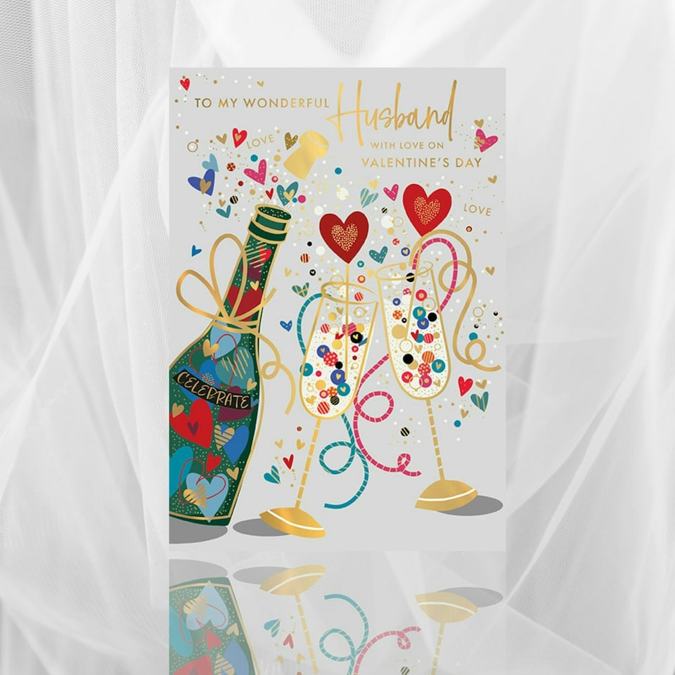 image 1 of Words 'n' Wishes Valentine’s Day Card for Husband, 23.5 x 16.5 cm, Multicoloured, UK-Made, FSC Certified