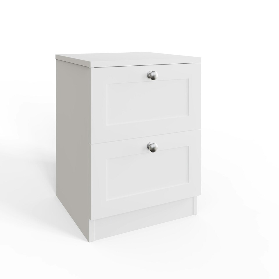 image 1 of FWStyle Artus Shaker 2 Drawer Bedside Table Nightstand Matt White