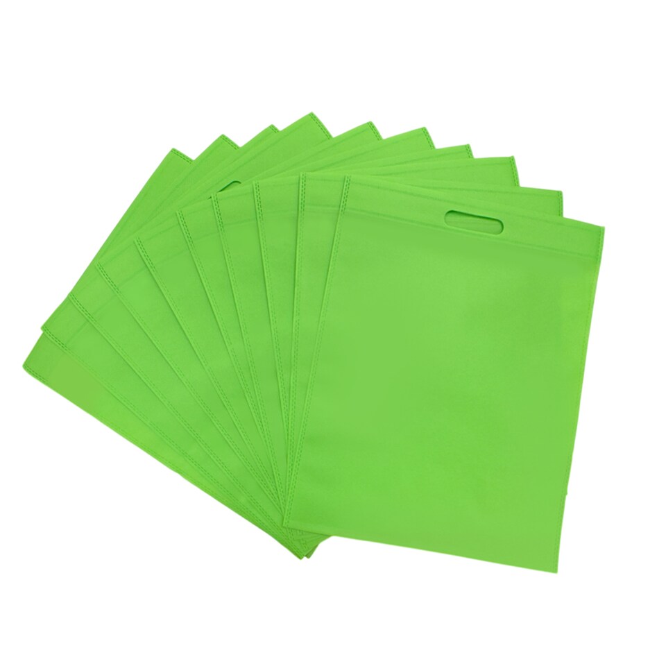 image 1 of Pack of 25 Light Green Coloured 35x25cm Non-Woven Patch Handle Bags | Green