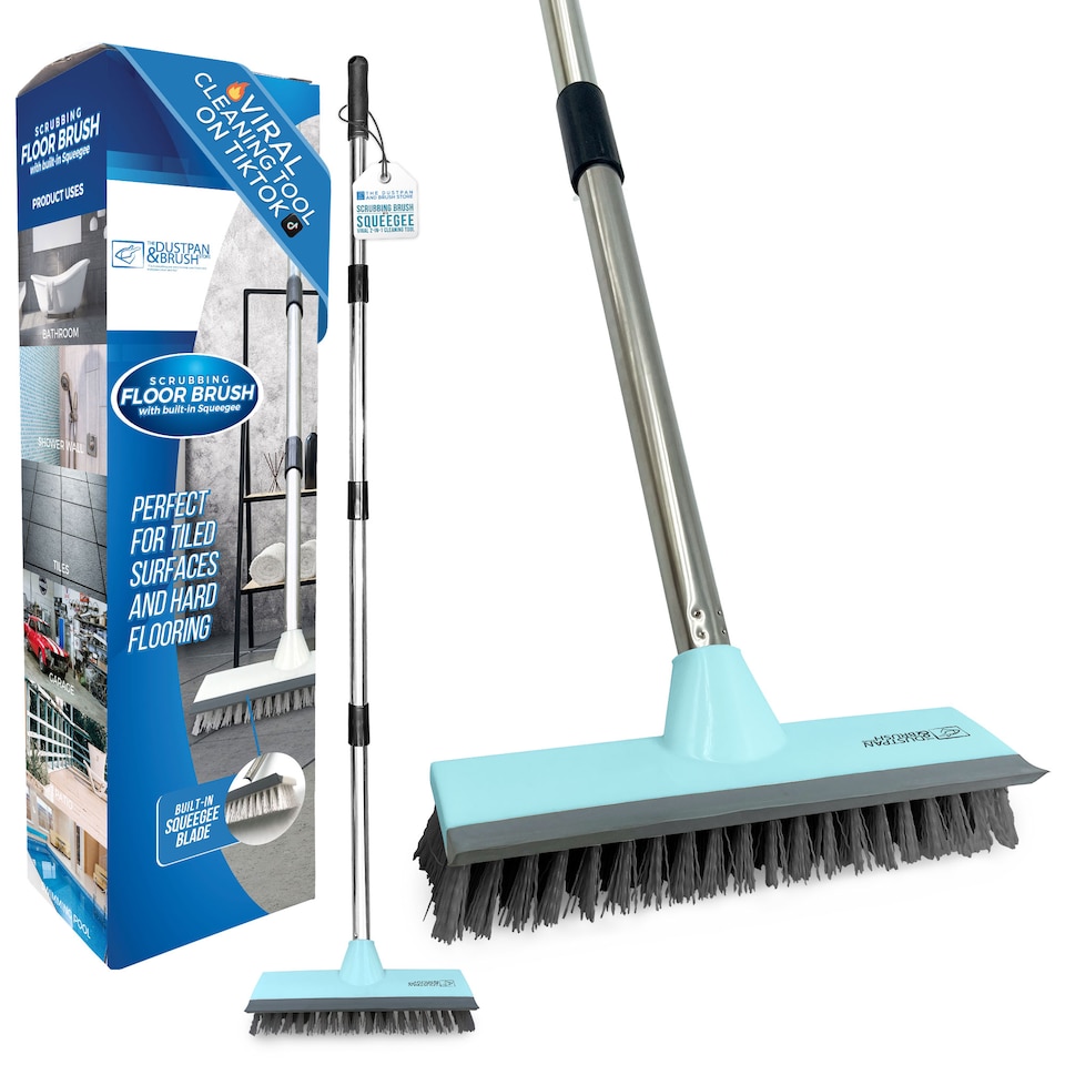 image 1 of Floor Squeegee Brush Long Handled for Indoor or Outdoor Tile and Wood Surfaces