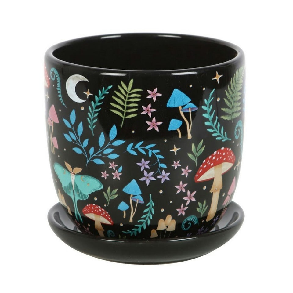 image 1 of Something Different Dark Forest Printed Ceramic Plant Pot - Multicoloured - One Size Multi