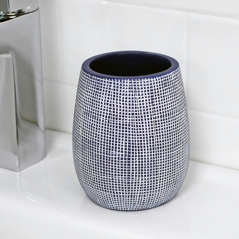 image 1 of Showerdrape Denim Blue 4 Piece Bathroom Accessory Set