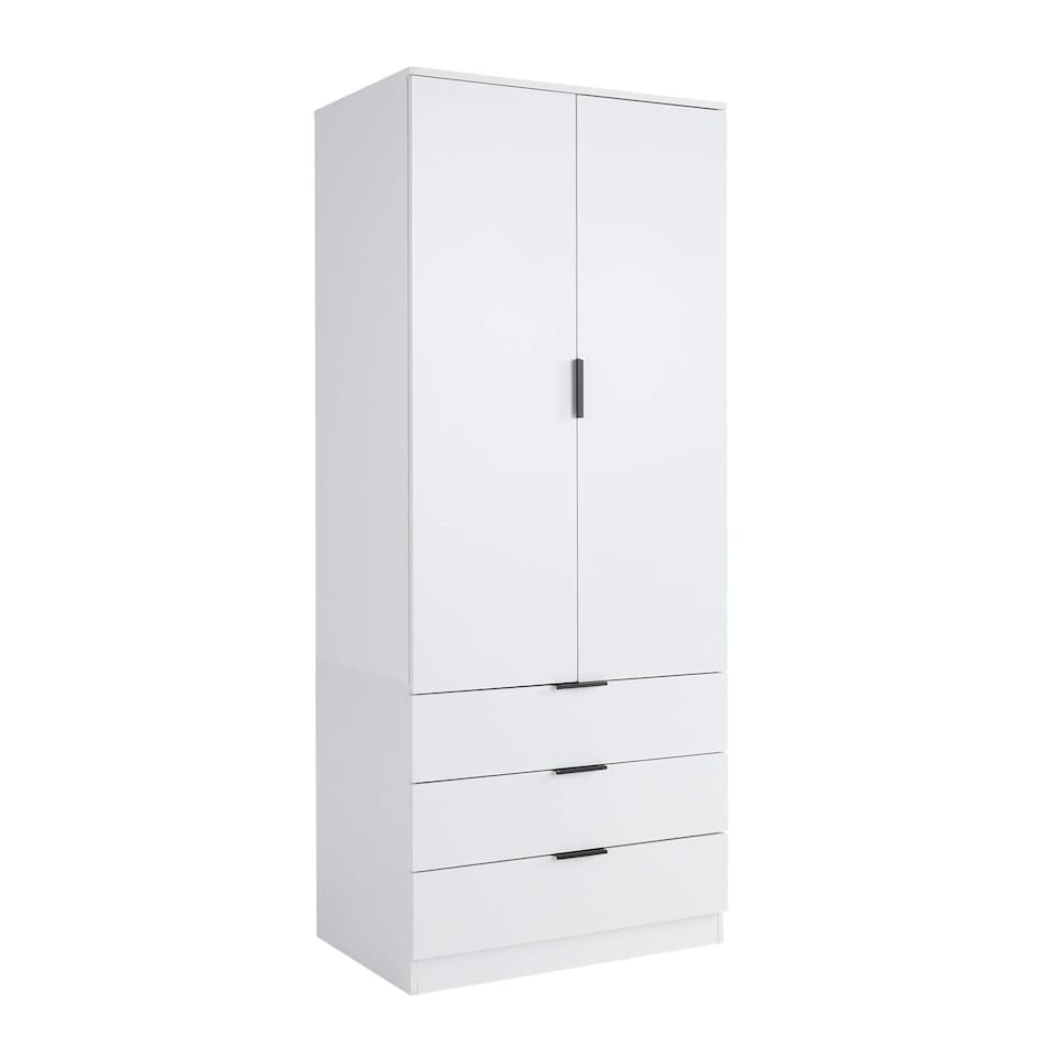 image 1 of Phoenix Wardrobe 2 Door 3 Drawers Bedroom Home Furniture Clothing Storage Shelf | White