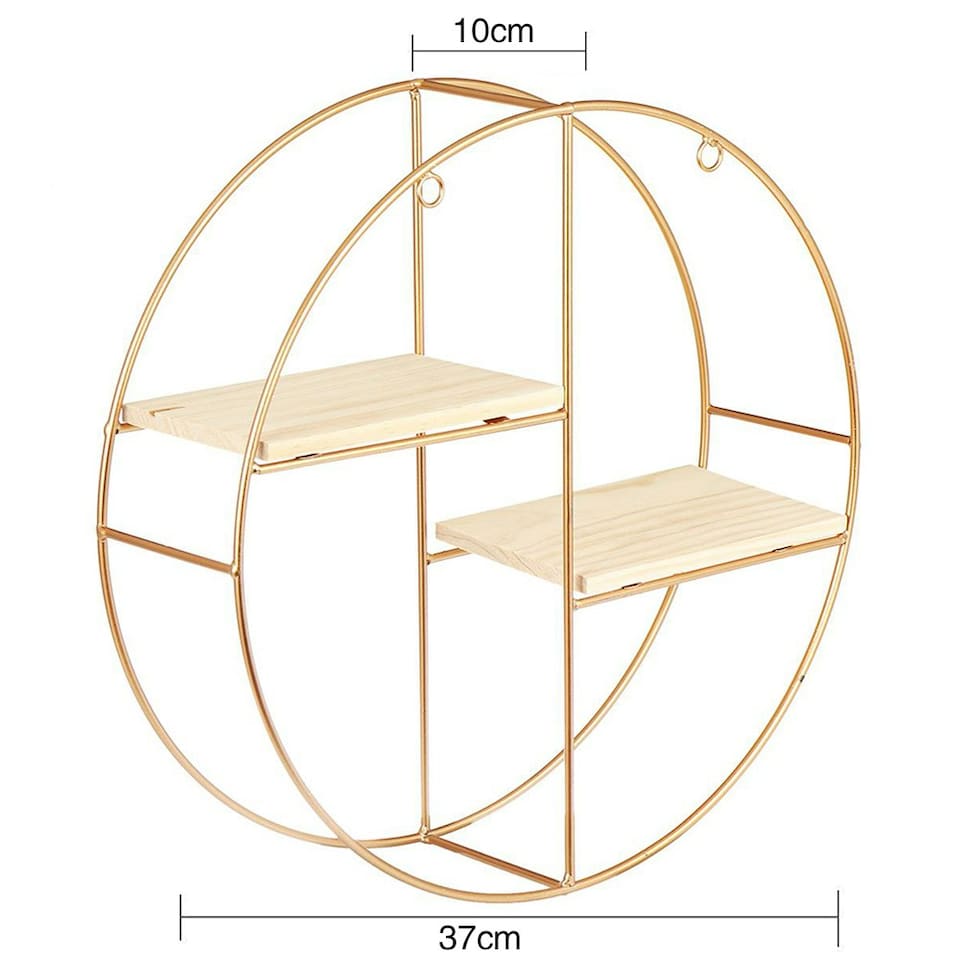 image 1 of Living and Home Modern Decorative Wall Mounted Storage Display Shelf- Gold