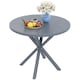 image 1 of Outsunny Garden Table, 85cm Round Outdoor Dining Table with Steel Frame, Wood Effect Top, for Balcony, Deck, Dark Grey | Grey