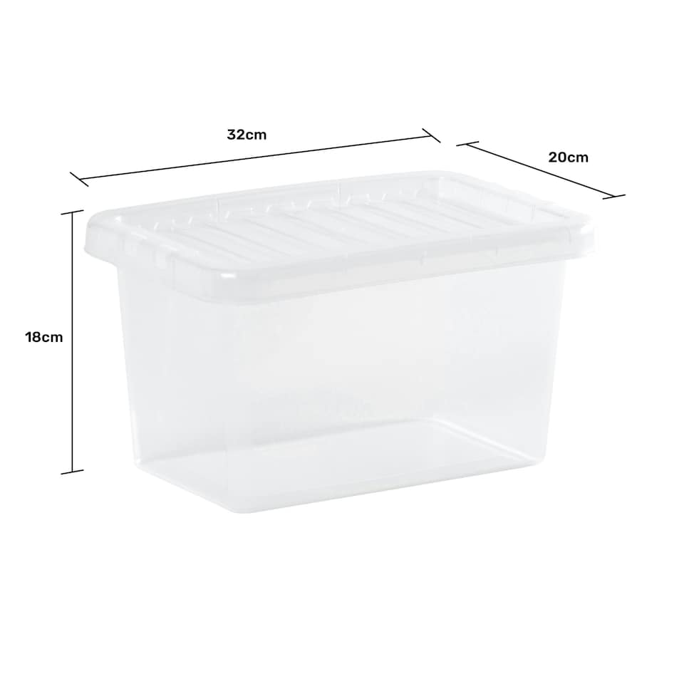 image 1 of Wham Crystal 5 x 7L Stackable Plastic Storage Boxes with Lids Clear Clear
