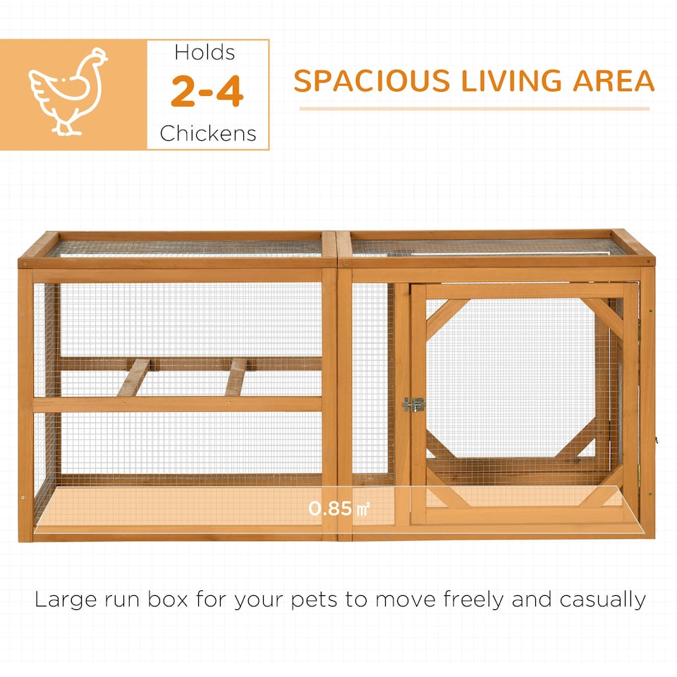 image 1 of PawHut Wooden Chicken Coop w/ Perches, Doors, for 2-4 Chickens