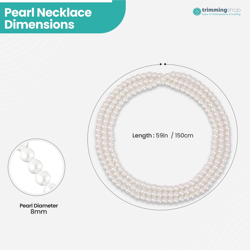 image 1 of 150cm White Vintage Fashion Long Pearl Necklace for Women - 2pcs