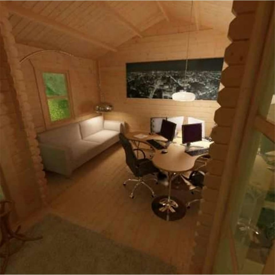image 1 of 14ft x 14ft (4.26m x 4.26m) Elvis 44mm Wooden Log Cabin (19mm Tongue and Groove Floor and Roof) (14 x 14) (14x14)