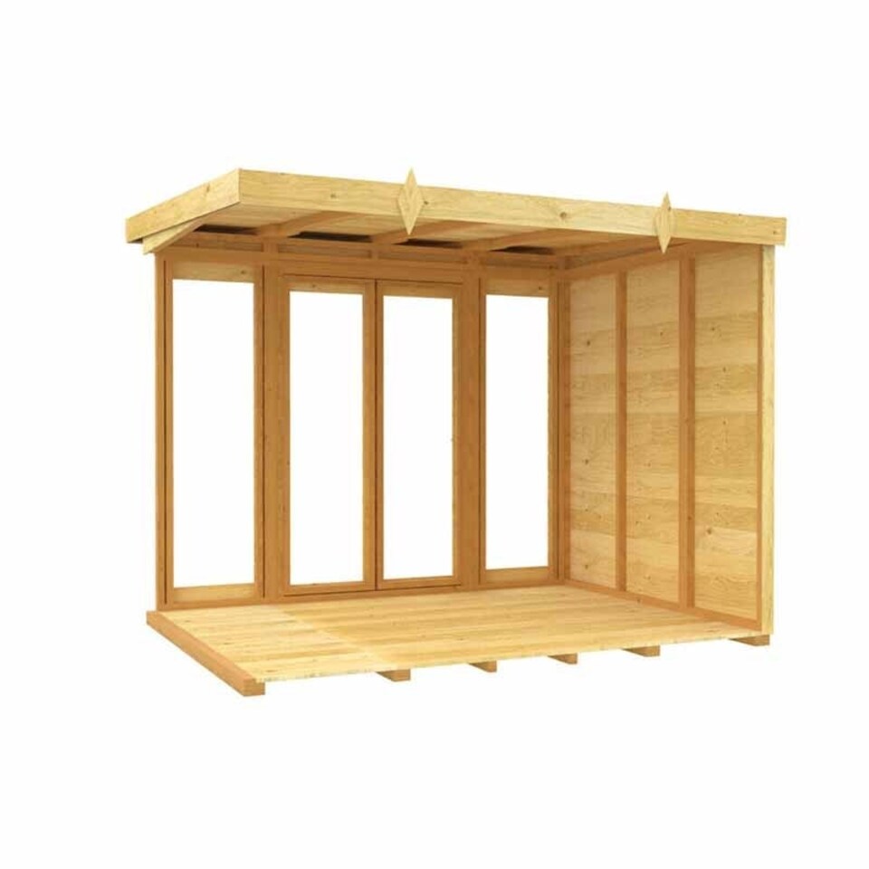 image 1 of 8ft x 5ft Pent Summer House (Full Height Window) - Wood - L147 x W243 x H201 cm Brown