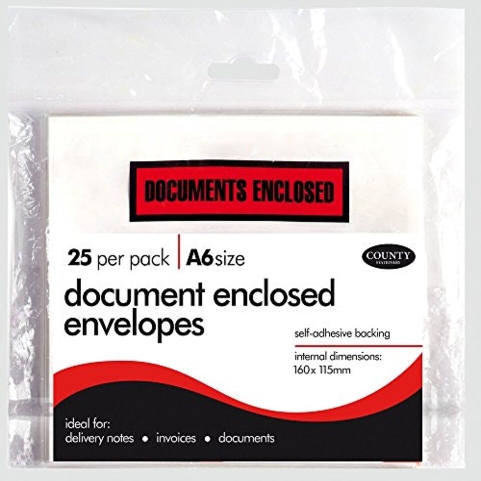image 1 of Pack of 25 A6 Document Enclosed Envelopes