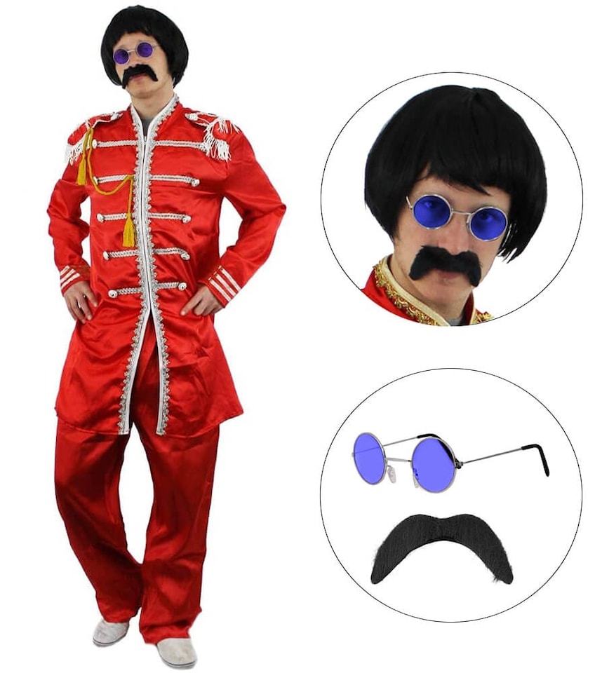 image 1 of Red 1960's Sergeant Pepper Costume & Set | Red | S