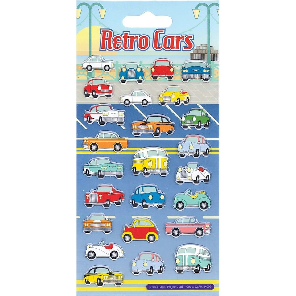image 1 of Paper Projects Reusable Resin Retro Cars Stickers - Multicoloured - One Size