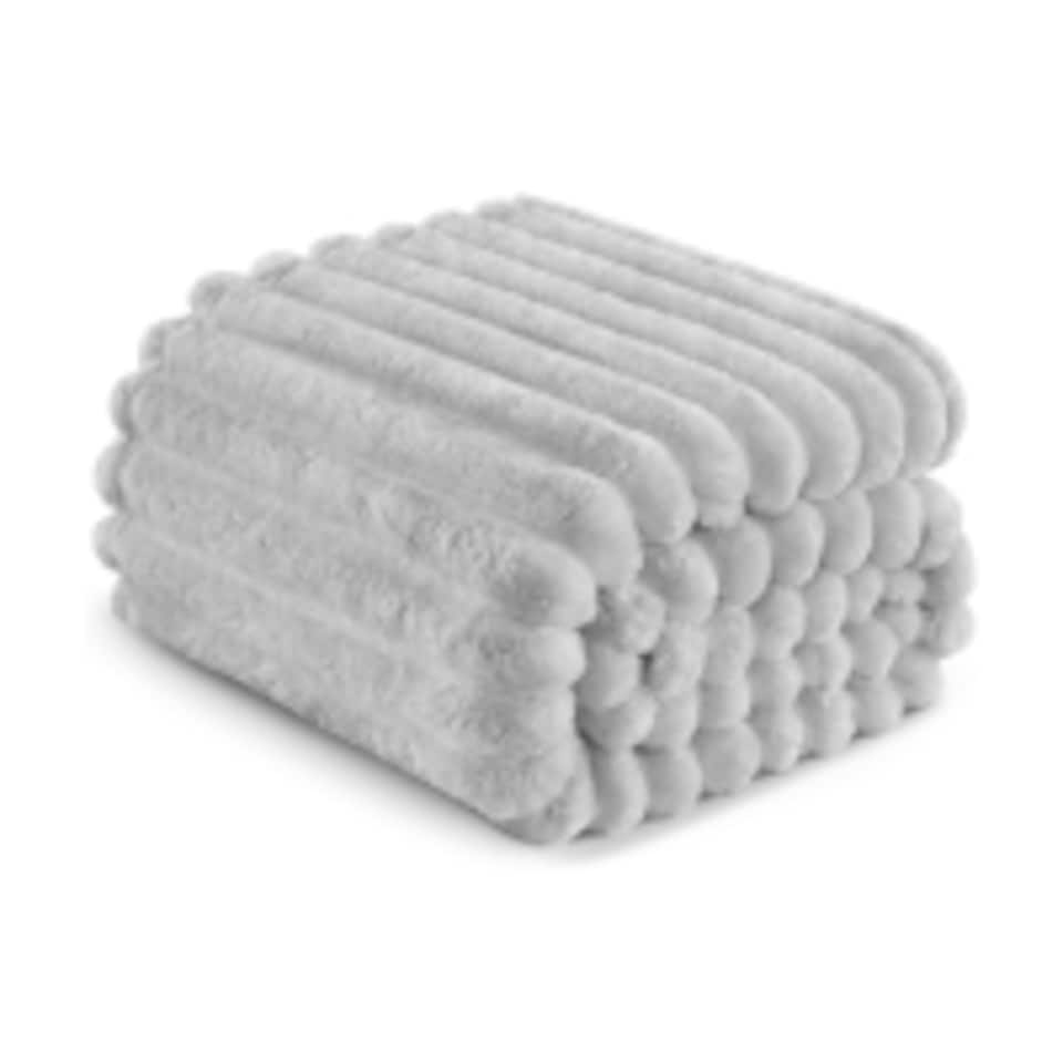 image 1 of Ribbed Jacquard Fleece Bed Blanket Throw 150x200cm