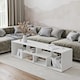 image 2 of Shelby Abstract Large Double Coffee Table With Storage Shelves TV Stand 160cm | Multi | White