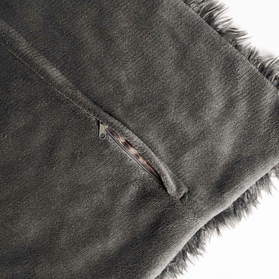 image 1 of OHS 2 x Fluffy Shaggy Soft Plush Cushion Covers, 45x45cm - Charcoal